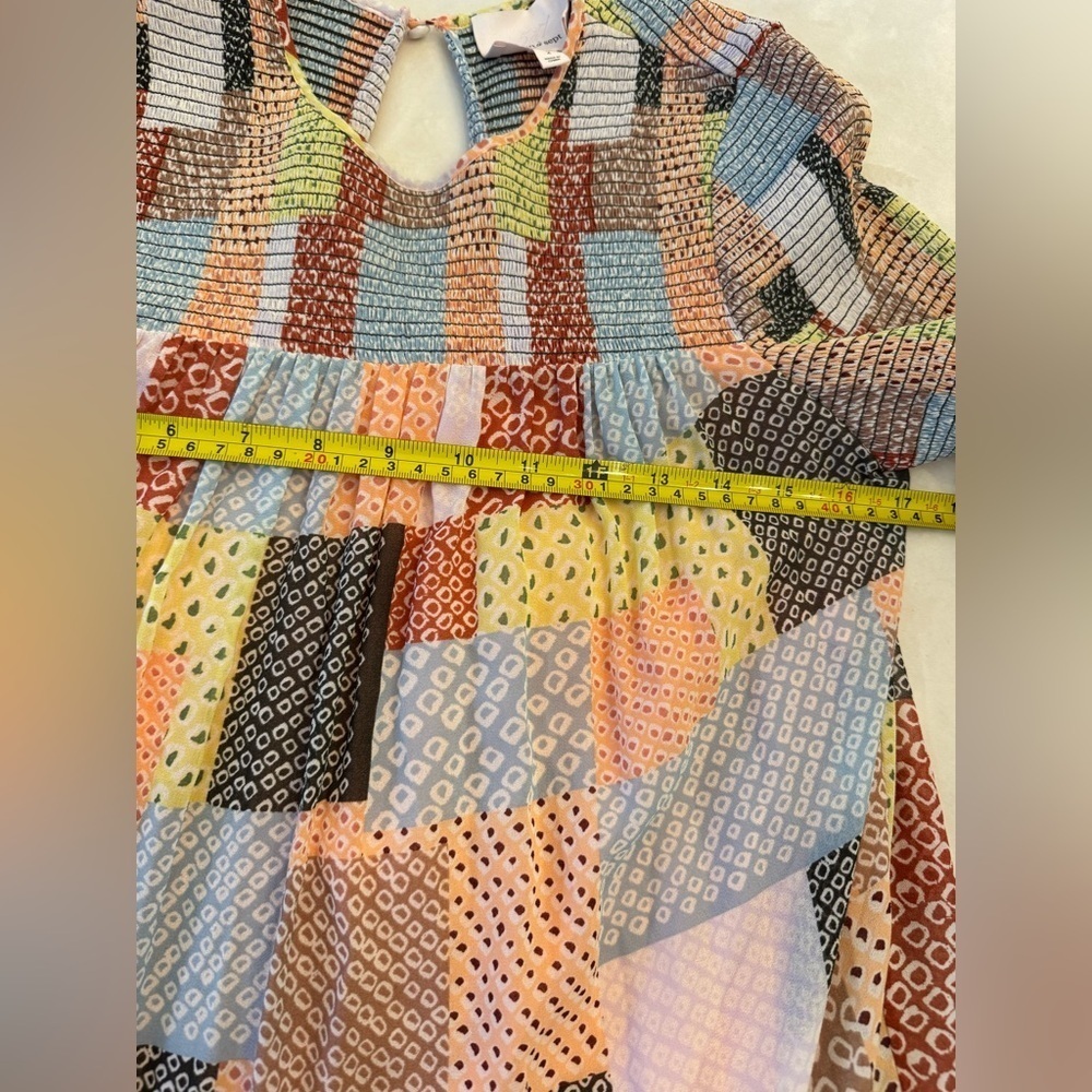 Cinq a Sept Rika Patchwork Tiered Dress with Billow Sleeves, sz 2 - Picture 8 of 13